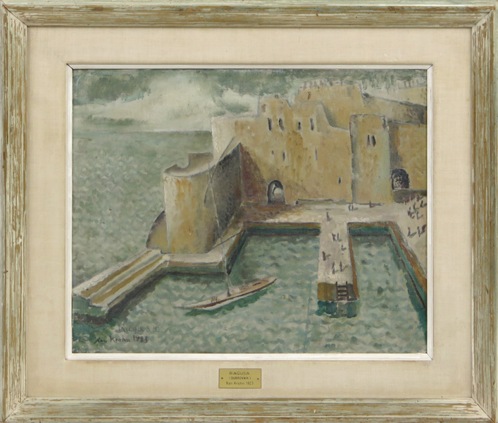 Krohn, Xan, olja, hamnen i Ragusa (Dubrovnik", signerad och daterad 1923, 46 x 55 cm