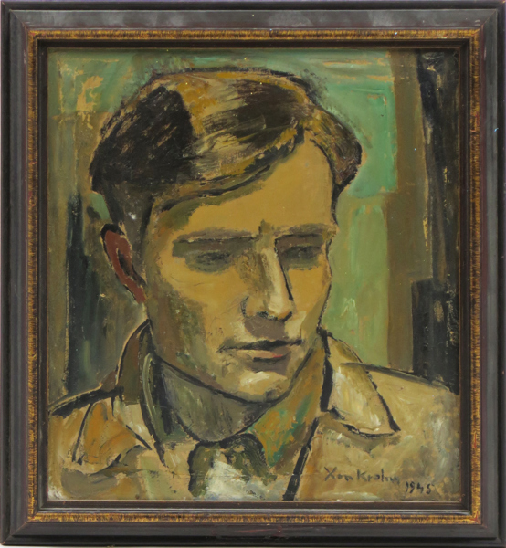 Krohn, Xan, olja, porträtt, signerad och daterad 1945, 39 x 34 cm