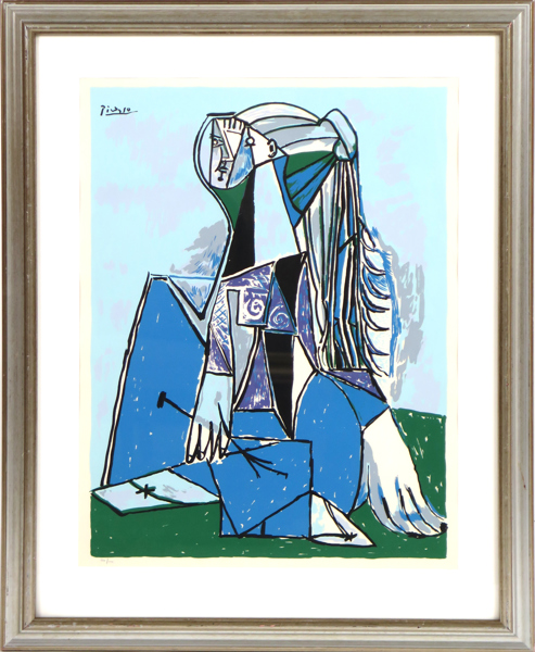 Picasso, Pablo, efter, litografi, "Portrait of Sylvette David", signerad i trycket, numrerad 126/1000, synlig pappersstorlek 63 x 48 cm