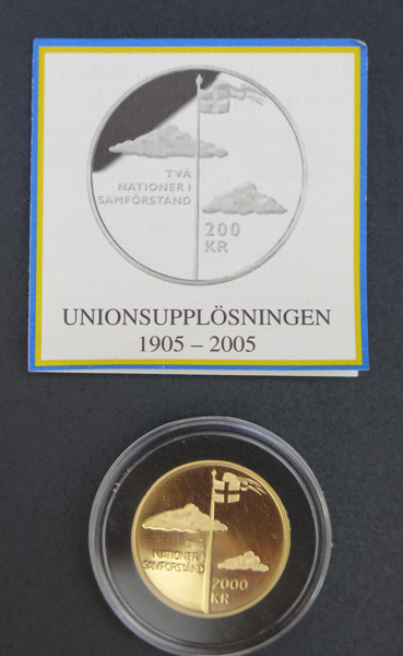 Minnesmynt 2000 kronor Unionsupplösningen 100 år, 12 gram 900/1000 rödguld