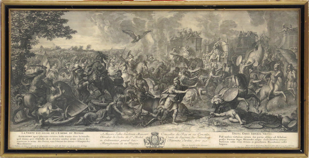 Audran, Gérard efter Le Brun, Charles, kopparstick, 1600-tal, Slaget vid Arbela, ur Alexanders fälttåg, _3064a_lg.jpeg