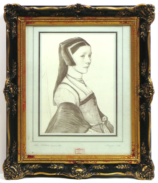 Bargue, Charles efter Holbein, Hans II, litografi, 1800-tal, kvinnoporträtt, synlig pappersstorlek 49 x 38 cm_30727a_8db94dce8f92244_lg.jpeg