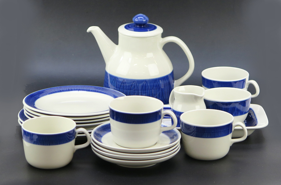 Bengtsson, Hertha för Rörstrand, theservis, 14 delar, porslin, Koka Blå, design 1951, höjd kanna 18 cm_30778a_8db97f13f349a40_lg.jpeg