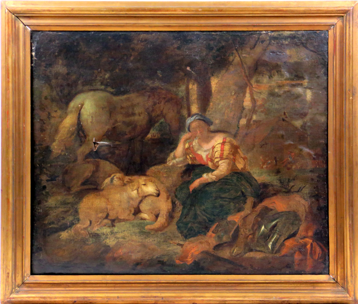 Okänd konstnär, 16-1700, olja, Jeanne d'Arc som herdinna, 71 x 85 cm, skador och lagningar_30912a_8db9e453042da0e_lg.jpeg