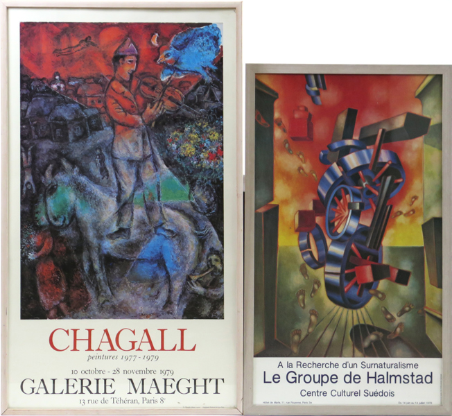 Utställningsaffischer, 2 st, offset, Halmstadgruppen samt Chagall, höjd 70 respektive 84 cm_31133a_8dba3c3c205f9be_lg.jpeg