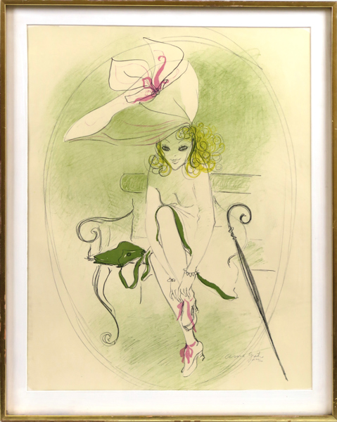 Anshelm, Anne Grete, färglito, kvinna på bänk, 1950-tal, signerad och numrerad 304/500, synlig pappersstorlek 73 x 56 cm_31155a_lg.jpeg