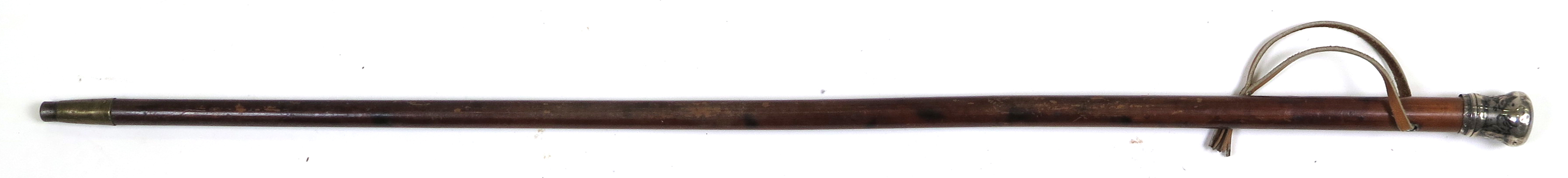 Käpp med silverkrycka, så kallat spanskrör, gustaviansk, otydliga stämplar Stockhom 1772, l 88 cm_31180a_lg.jpeg