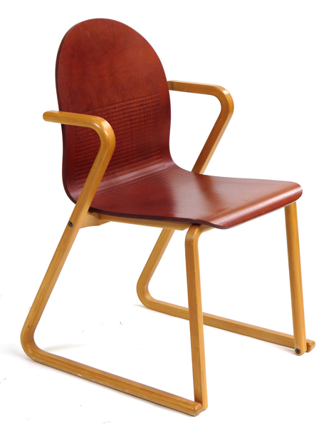 Bülow, Lars & Kersti Sandin Bülow för TUA, armstol, böjträ med formpressat, laminerat trä, Zig Chair Wood, design 1985