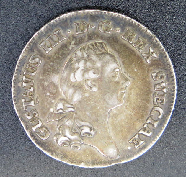 Silvermynt, 1/3 Riksdaler Gustav III 1778