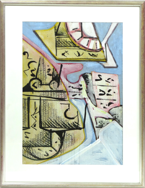 Strid, Hardy, tempera, "Stadsplan", signerad och daterad 1955, synlig pappersstorlek 57 x 39 cm_31244a_lg.jpeg