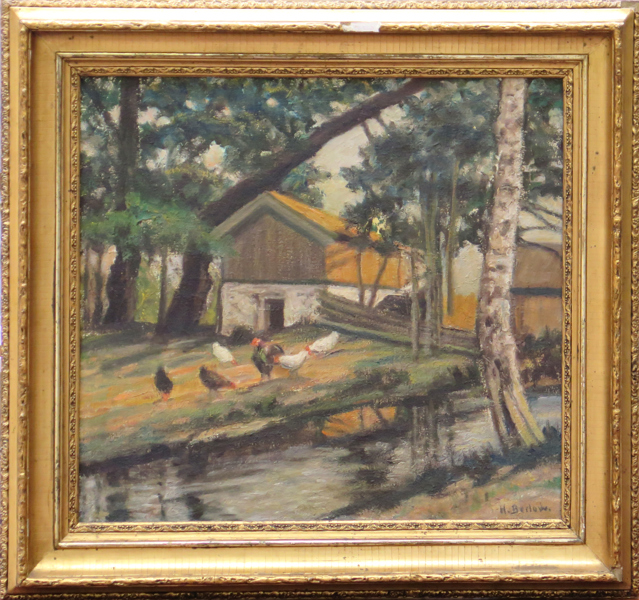 Berlow, Håkon, olja, lantgård med höns, motiv från Botne, 51 x 55 cm_31265a_lg.jpeg