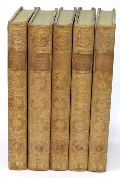 Böcker; Svenska Akademiens Handlingar Ifrån År 1768, tom I-V, Delén & Forsgren Stockholm 1801-13, _3137a_8d860abae072f62_lg.jpeg