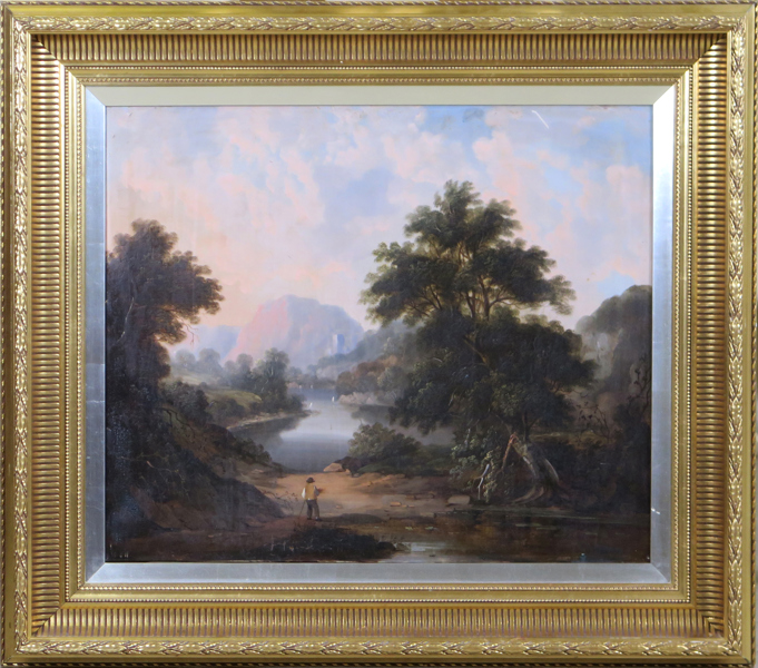 Okänd konstnär, olja, 1800-tal, landskap, otydligt signerad C O Adams (?), 51 x 61 cm