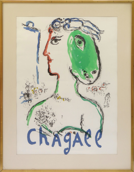 Chagall, Marc, poster, litograferad, Cheval, synlig pappersstorlek 68 x 50 cm