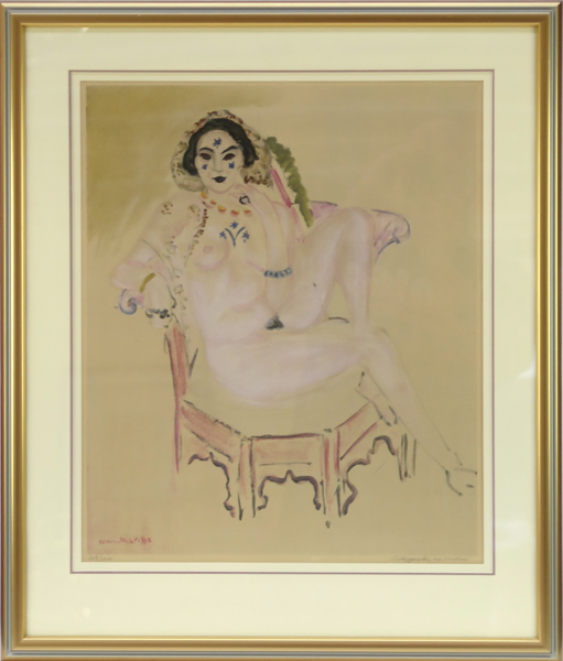 Matisse, Henri, efter, färglito, Nu (Odalisque) 1950, signerad i trycket och numrerad 109/300, synlig pappersstorlek 48 x 40 cm