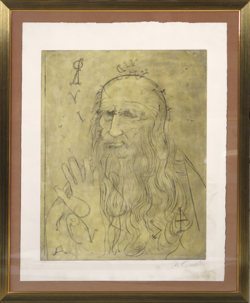 Qvarsebo, Michael, färgetsning, 'Leonardo da Vinci', signerad, numrerad 10/75 och daterad 1975, 73 x 57 cm