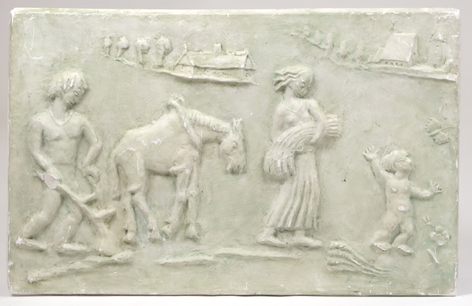 Andersson Axel "Axa", relief, gips, signerad, 55 x 85 cm, sprickor