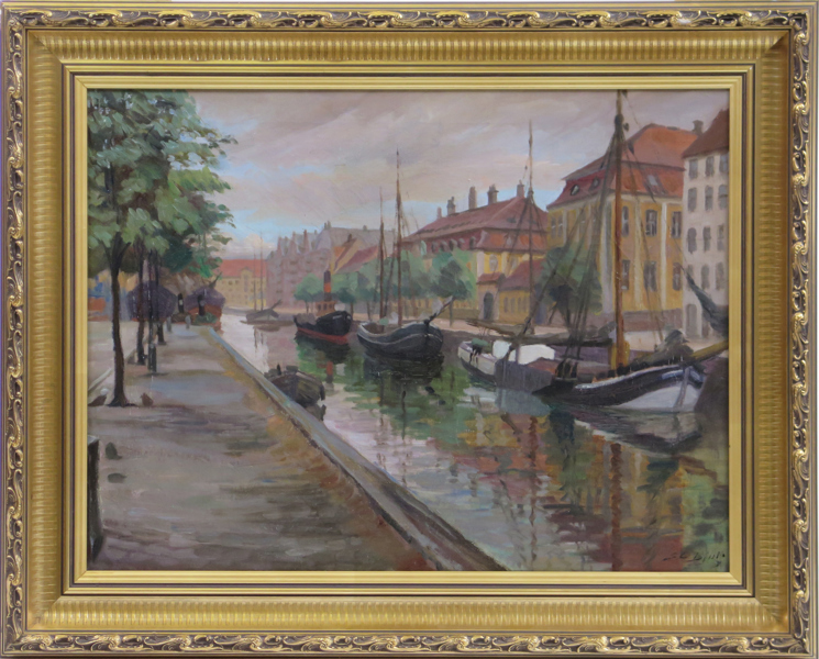 Bjulf, Sören Christian, olja, Frederiksholms kanal, Köpenhamn, signerad, 47 x 63 cm