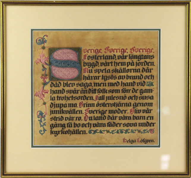 Löfgren, Helga, handskrift, Sverige, Sverige, Fosterland, 1900-talets början, synlig pappersstorlek 26 x 28 cm