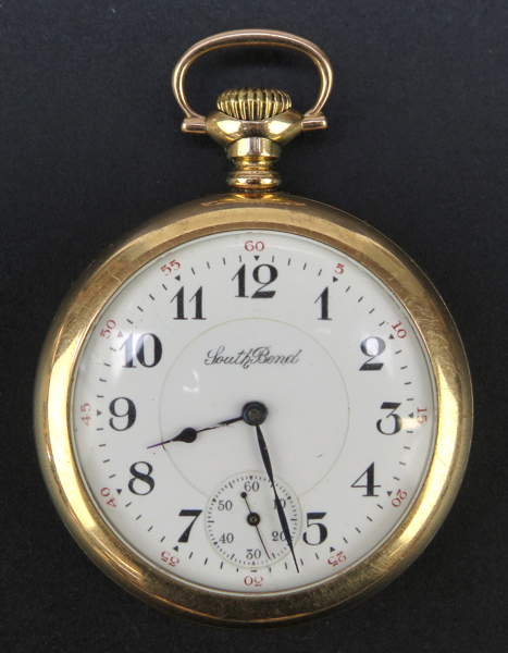 Herrsfickur, förgylld mässing, South Bendt Watch Company Indiana, 1900-talets början, skruvboett, , diameter 50 mm