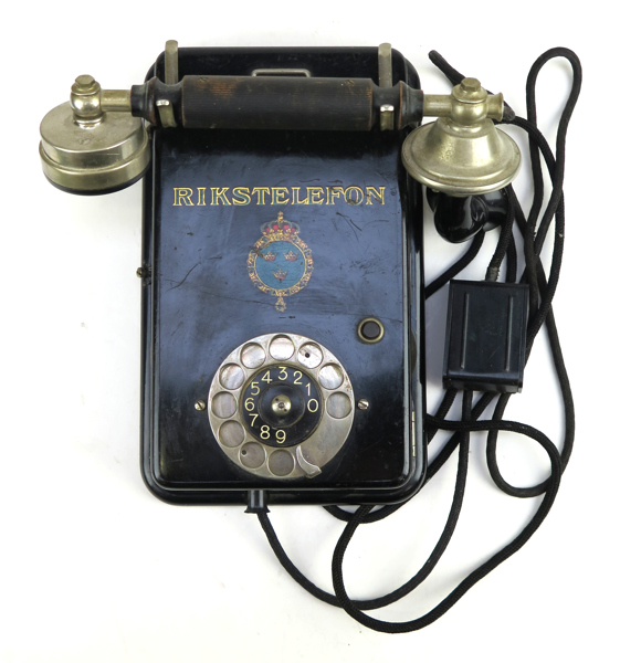 Klyktelefon, Rikstelefon, 1900-talets 1 hälft, höjd 26 cm