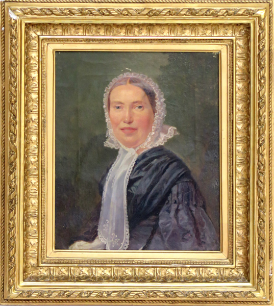 Höckert, Johan Fredrik, olja, porträtt av Charlotte Arborelius, née Friman, signerad, 42 x 35 cm