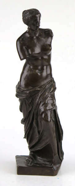 Collas, Achille (1794-1859) & Barbedienne, Ferdinand, skulptur, patinerad brons, omkring 1840, så kallad Grand Tour-souvenir, "Venus di Milo", stämpelsignerad, 