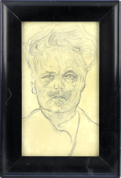 Larsson, Carl, efter, blyerts, August Strindberg, pappersstorlek 20 x 12 cm, a tergo daterat 1913