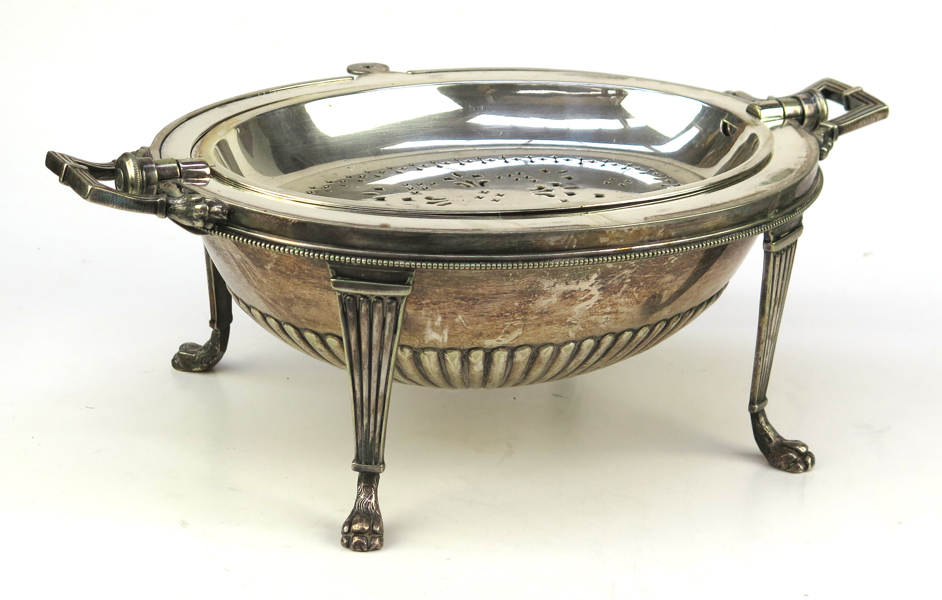 Bacondish, nysilver, England, 1900-talets 1 hälft, kupolformat lock, höjd 20cm