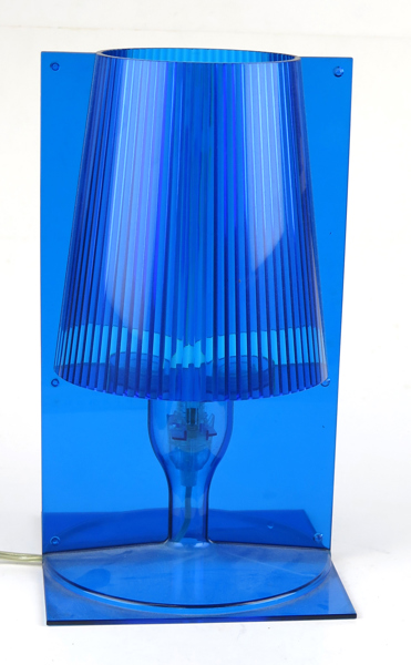 Laviani, Ferruccio för Kartell, bordslampa, blått plexiglas, ”Take”, h 31 cm