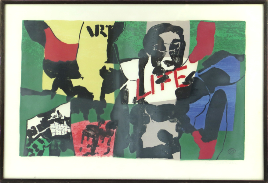 Rodhe, Lennart, färglito, "Life" 1962, synlig pappersstorlek signerad och numrerad 207/310, 30 x 49 cm