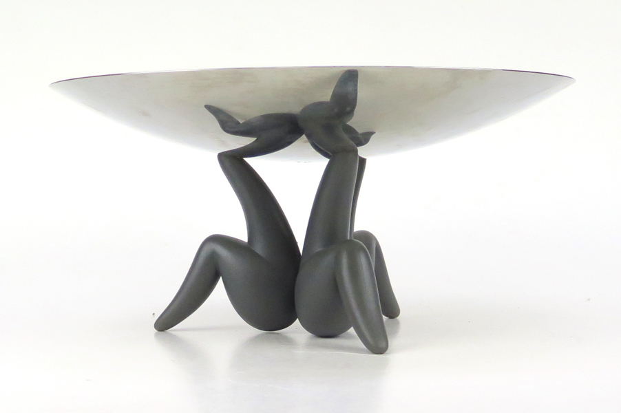 Starck, Phillippe för Alessi, uppsatsskål, rostfritt stål och nylon, "Les Ministres", 1990-tal, stämplad Alessi, dia 29 cm