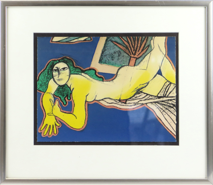 Corneille (egentligen Guillaume Cornelis van Beverloo), färglitografi, "Jeux des Sirènes" 1984, pappersstorlek 22 x 28 cm