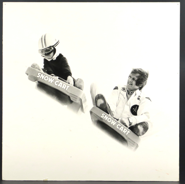 Reklamfotografi med Ronnie Peterson, "Snow Cart", 1970-tal, 30 x 30 cm