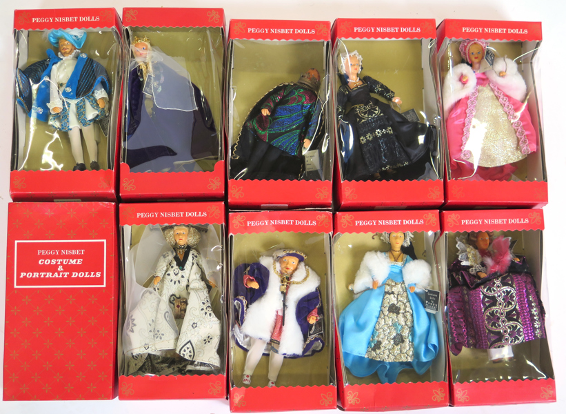 Dockor, Peggy Nisbet Costume & Portrait Dolls, i originalförpackningar, 9 st