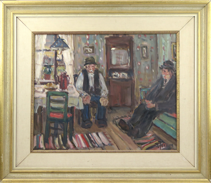 Jönsson, Bror, olja, personer i stuga, signerad, 39 x 46 cm_33395a_8dbda0fbefdc966_lg.jpeg