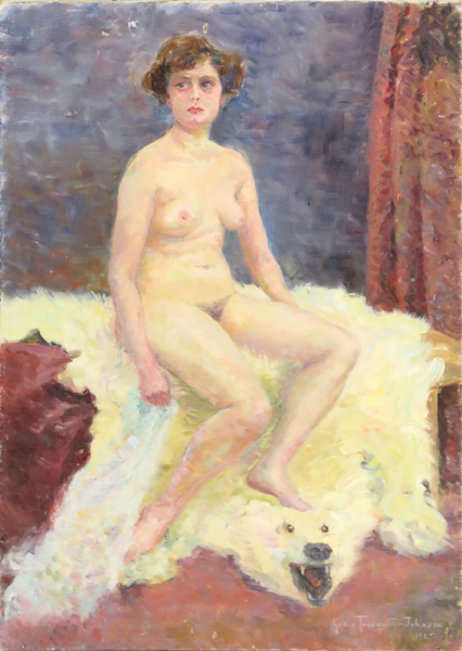 Törnquist-Johnson, Karin, olja, sittande akt, signerad och daterad 1925, 61 x 42 cm