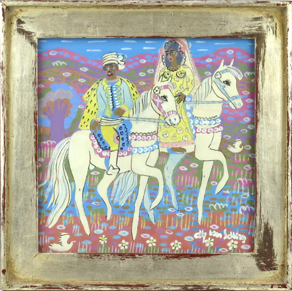 Ben Salem, Aly, gouache, arabiskt brudpar till häst, signerad, synlig pappersstorlek 23 x 23 cm_33595a_lg.jpeg