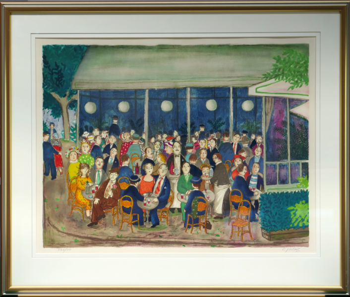 Jirlow, Lennart, färglito, "Un soir au café", signerad och numrerad 298/310, synlig pappersstorlek 49 x 63 cm_33599a_lg.jpeg