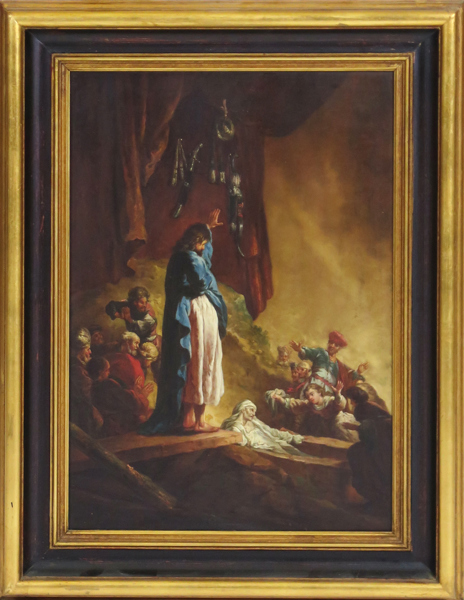 Van Rijn, Rembrandt Harmenszoon, efter honom, olja på pannå, 17-1800-tal, "Kristus uppväcker Lazarus" efter etsning från cirka 1632, 54 x 38 cm_33621a_8dbe510b60e8b09_lg.jpeg