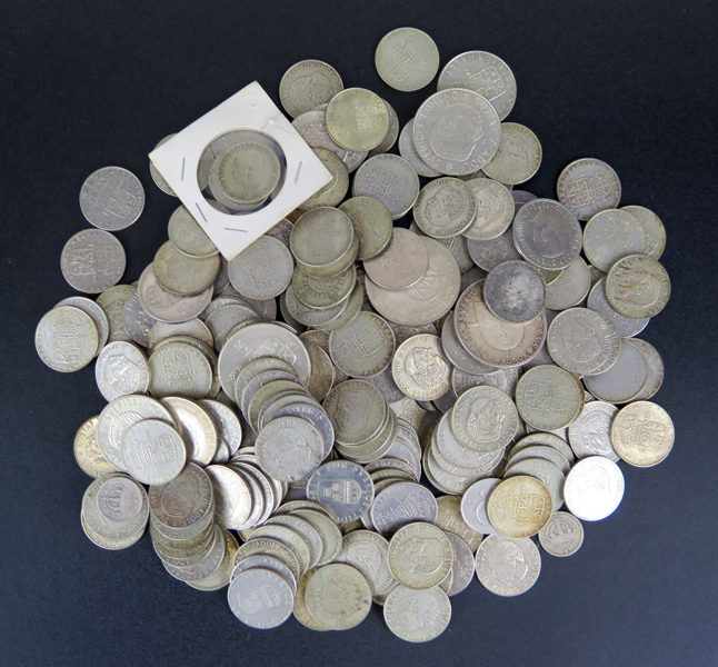 Parti silvermynt, Sverige, enstaka mynt möjligtvis ej silver, total vikt 1550 gram_33639a_lg.jpeg