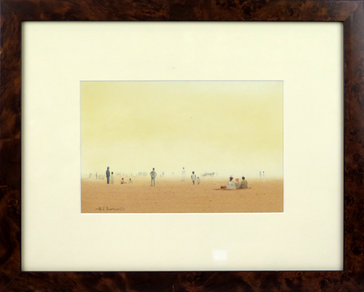 Barnard, Michael E, akvarell, personer på strand, signerad, synlig pappersstorlek 15 x 23 cm_33790a_8dbe83b23aa3d4b_lg.jpeg