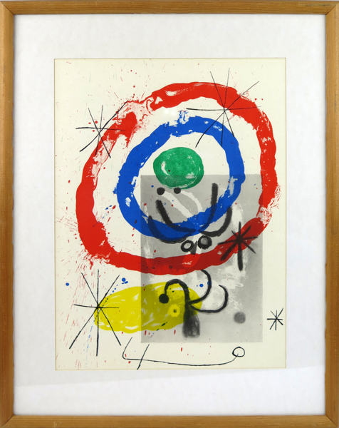 Miró, Juan, färglito, komposition 1965, ur Derrière le Miroir nr 151-152, synlig pappersstorlek 37 x 27 cm, litteratur: Mourlot 368