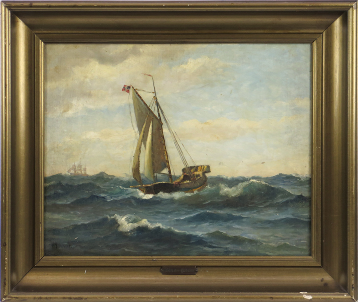 Lübbers, Holger, olja, segelbåt med Unionsflagg, signerad27 x 34 cm_33861a_lg.jpeg