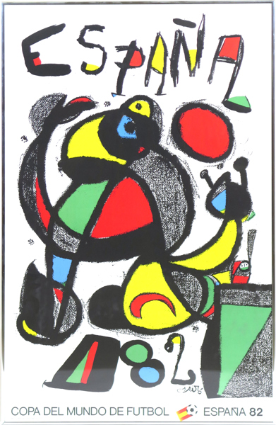 Miro, Joan, offset, poster, "España Copa del Mundo", framställd för fotbolls-VM 1982, synlig pappersstorlek 94 x 59 cm