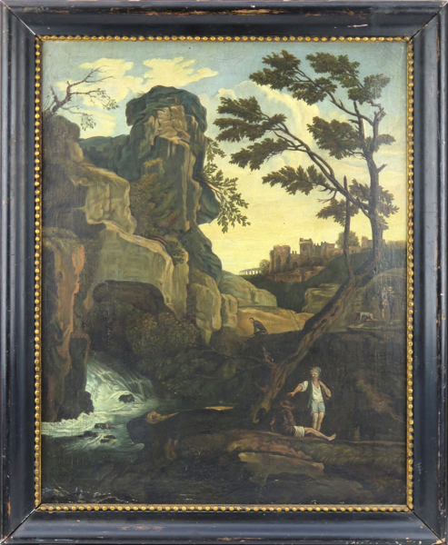 Okänd konstnär, 1800-tal, olja, ruinlandskap med staffagepersoner - sannolikt kopia efter äldre förebild, a tergo signerad "L.R", 52 x 41 cm_34178a_lg.jpeg
