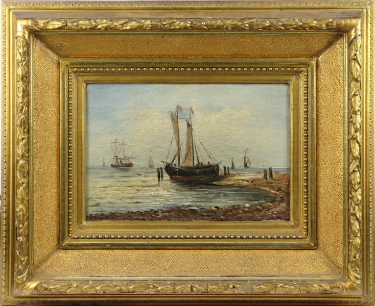Okänd konstnär, 1800-talets mitt eller 2 hälft, olja, båt på strand, a tergo betecknad "Lund", 22 x 33 cm_34231a_8dbeb3eb88a9082_lg.jpeg