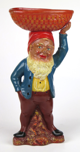 Tomte, bemålad keramik, Heissner?, modell efter Johann Maresch, 1900-talets 2 hälft, höjd 38 cm