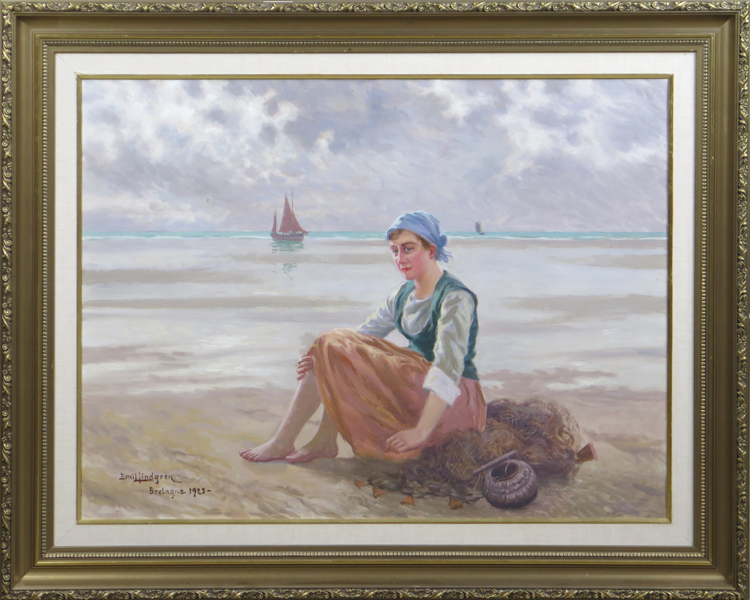 Lindgren, Emil, olja, musselplockerska Bretagne, signerad och daterad 1923, 68 x 90 cm_34338a_lg.jpeg