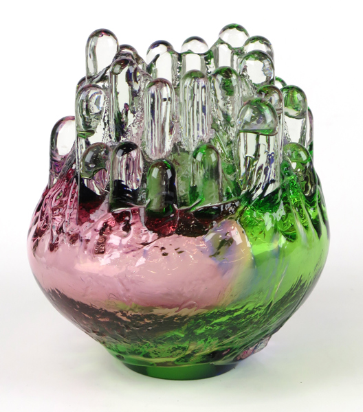 Wärff, Göran, ljuslykta, glas, "Polar", polykrom glasmassa, höjd 16 cm